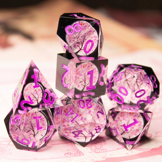 Little Worlds 7pc Resin Dice Set | Cherry Blossoms