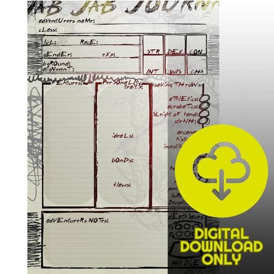 Goblin Journal TTRPG Character Sheet (DIGITAL DOWNLOAD)