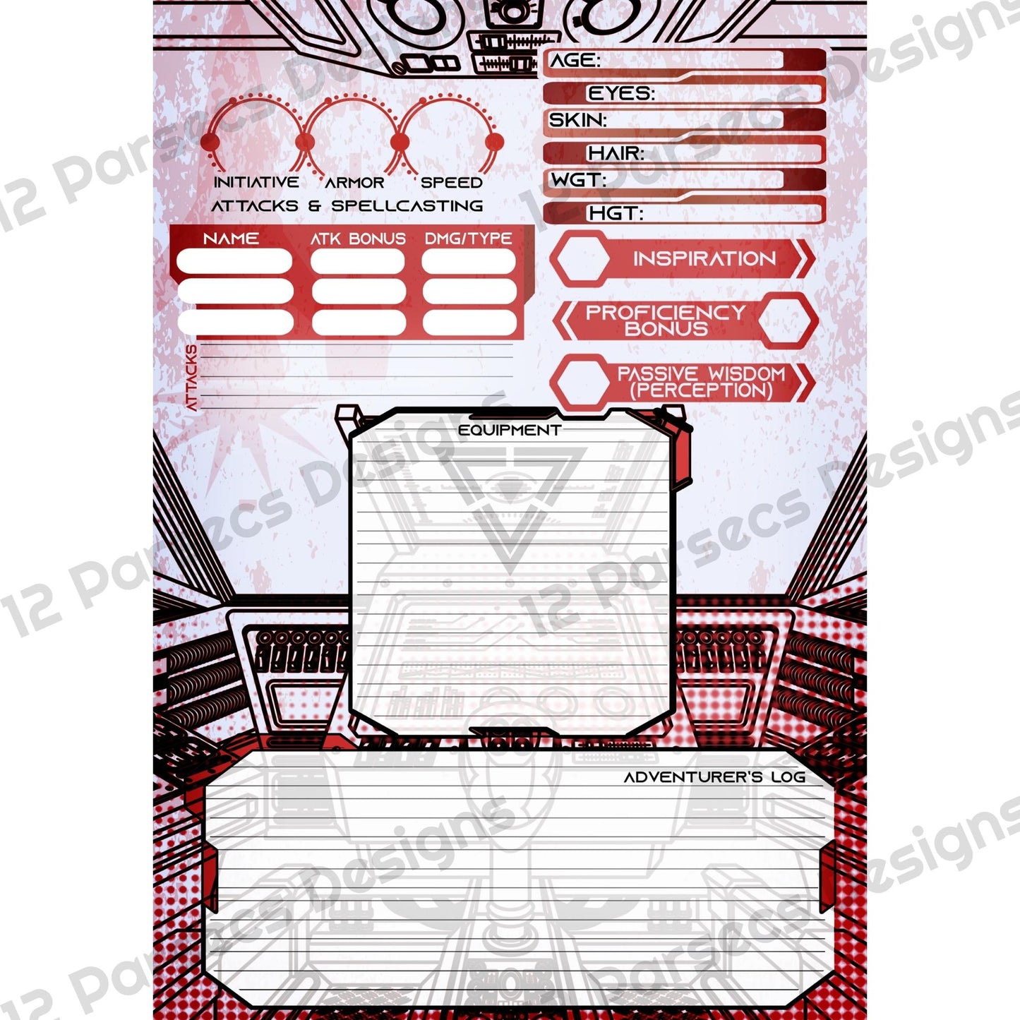 Starfighter Pilot TTRPG Character Sheet (DIGITAL DOWNLOAD)