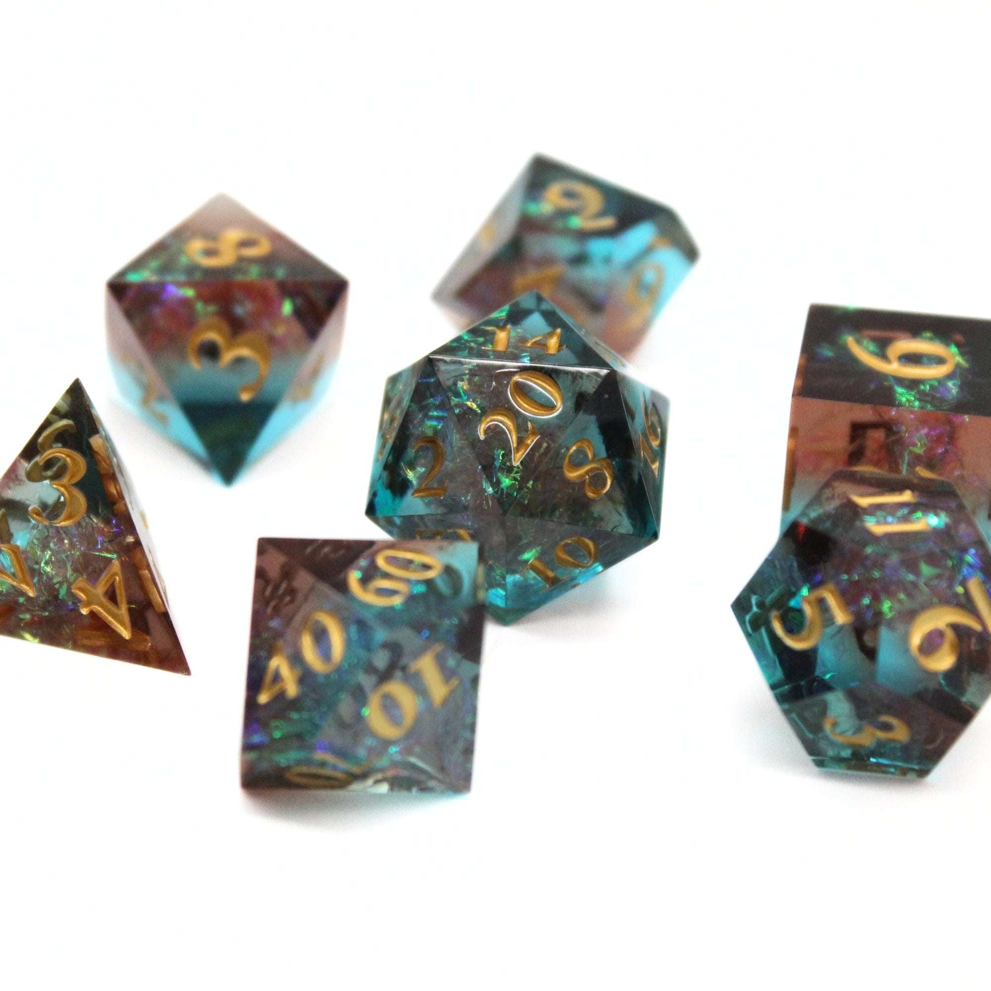 Prismatic Ember 7pcs Inclusion Dice Set | Sharp Edge Dice