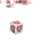 Pink Sparkle Hearts Metal Dice (7pcs Set)