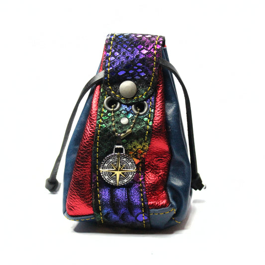 Medium Leather Dice Bag | Multicolored Compass