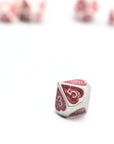 Pink Sparkle Hearts Metal Dice (7pcs Set)