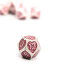 Pink Sparkle Hearts Metal Dice (7pcs Set)