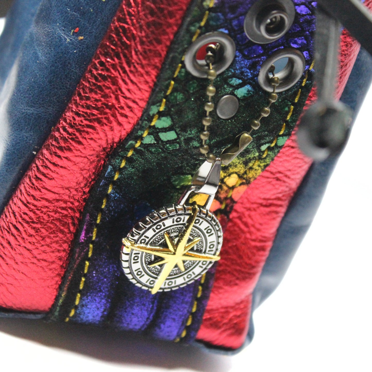 Medium Leather Dice Bag | Multicolored Compass