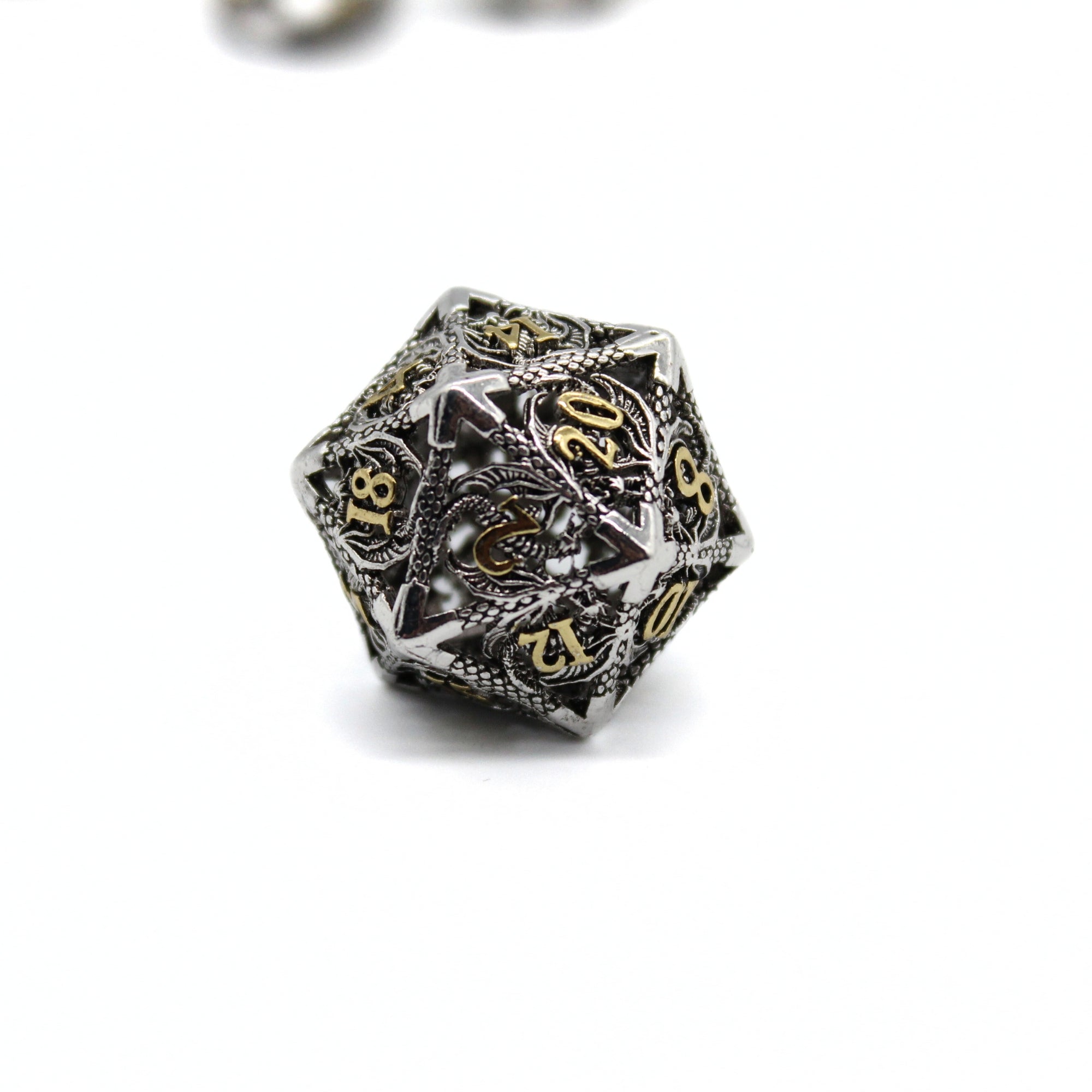 Silver Dragon Hollow Metal Dice (7pcs Set)