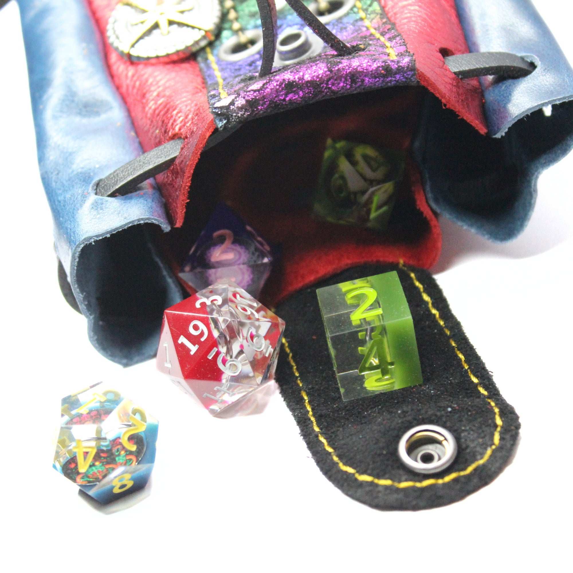 Medium Leather Dice Bag | Multicolored Astrolabe