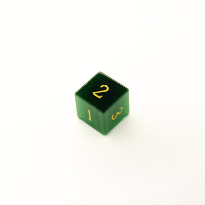 Emerald Green Cat's Eye | Synthetic Gemstone Dice (7pc Set)