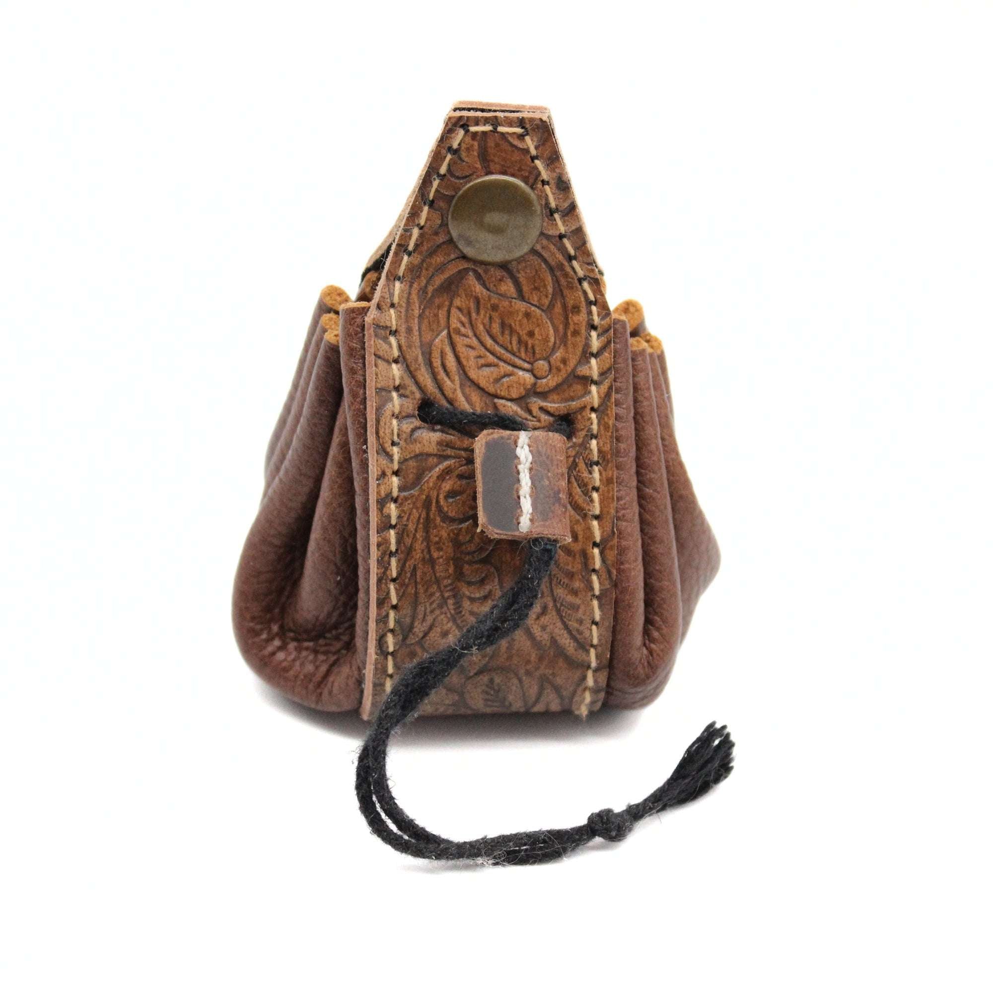 Small Single Polyhedral Dice Set Pouch | Handmade Leather Bag BROWN BROWN