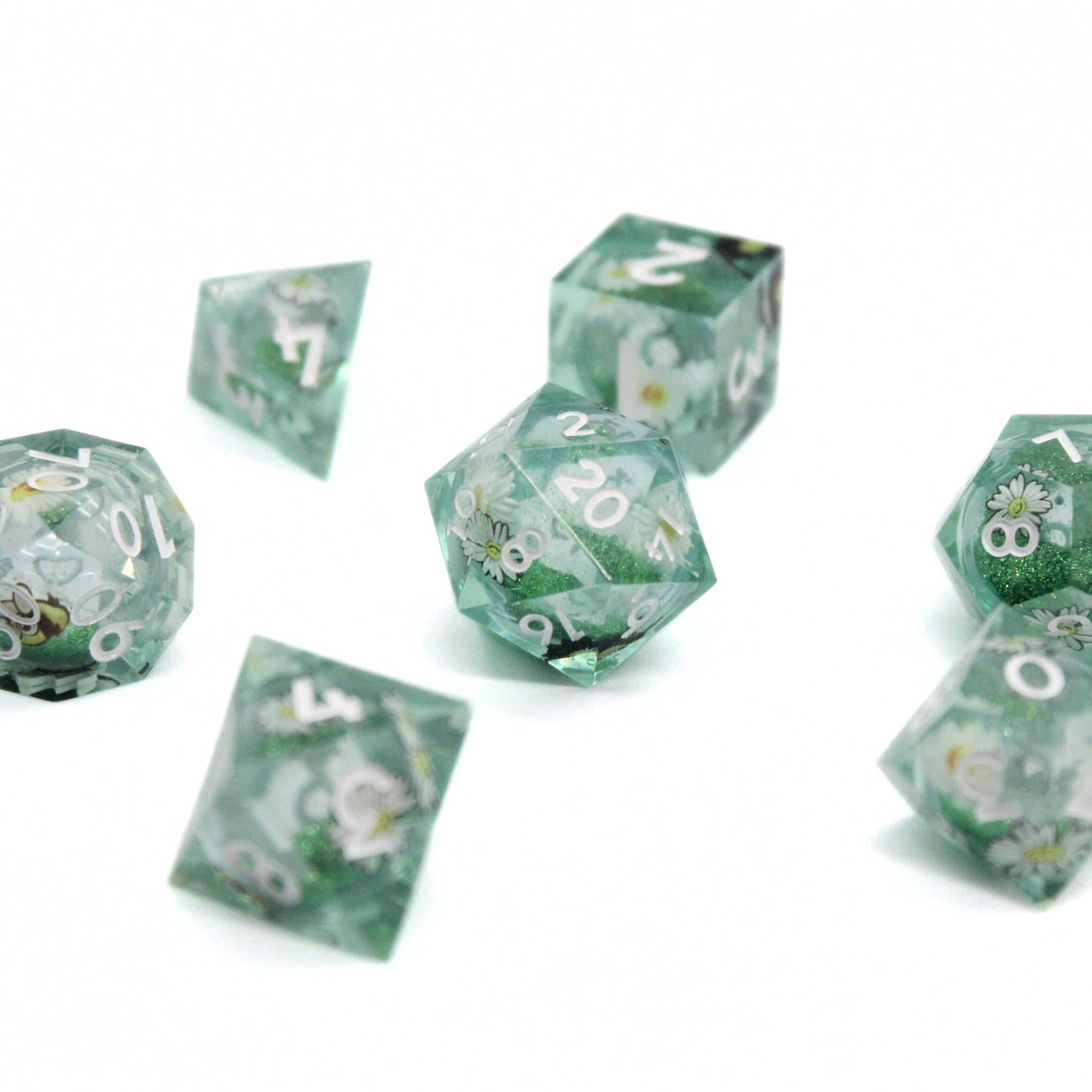 Spring Meadow Liquid Core 7pcs Dice Set | Sharp Edge Dice