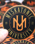 Miskatonic University 3" Sticker (Black & Orange)