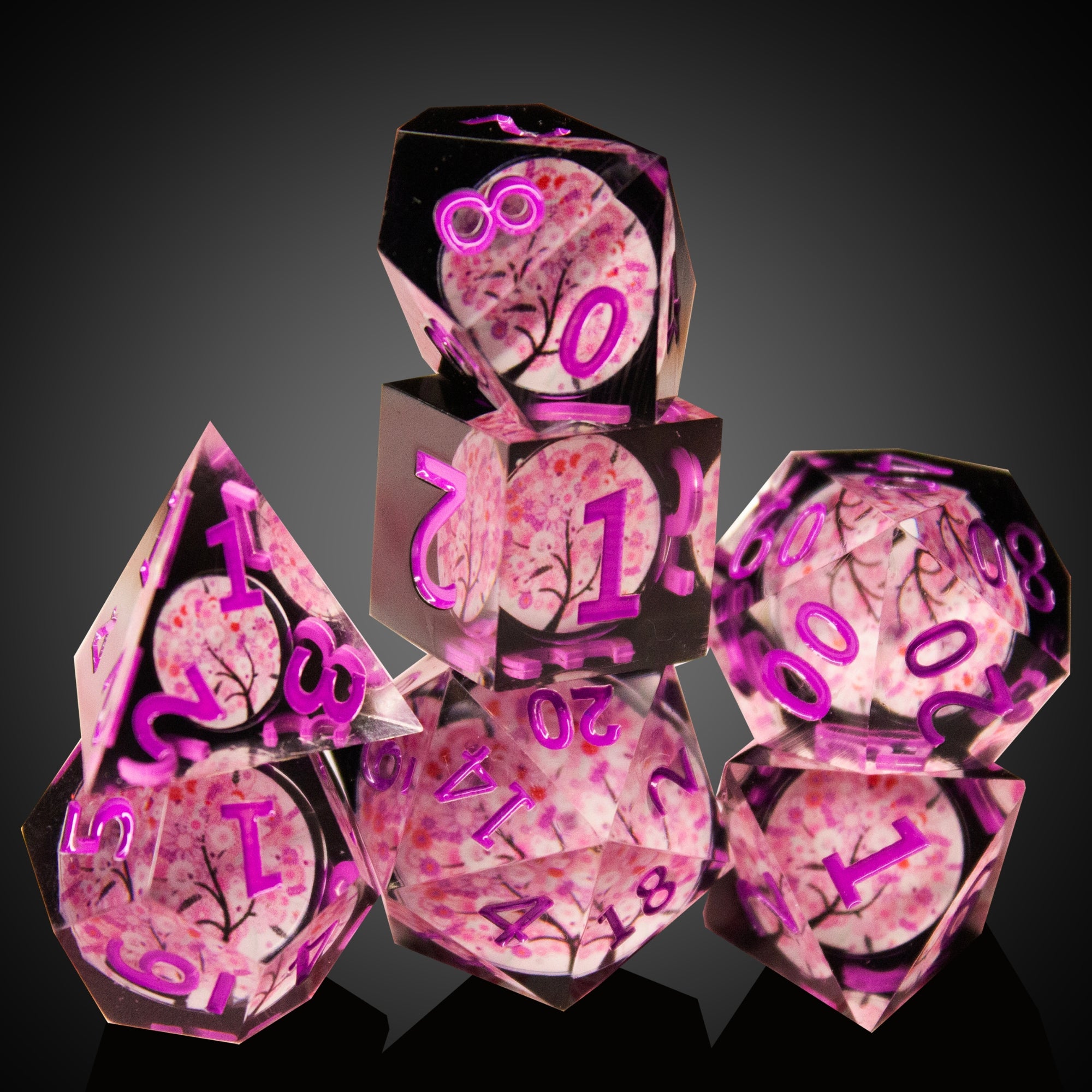 Cherry Blossom Resin Dice (7pc Set)