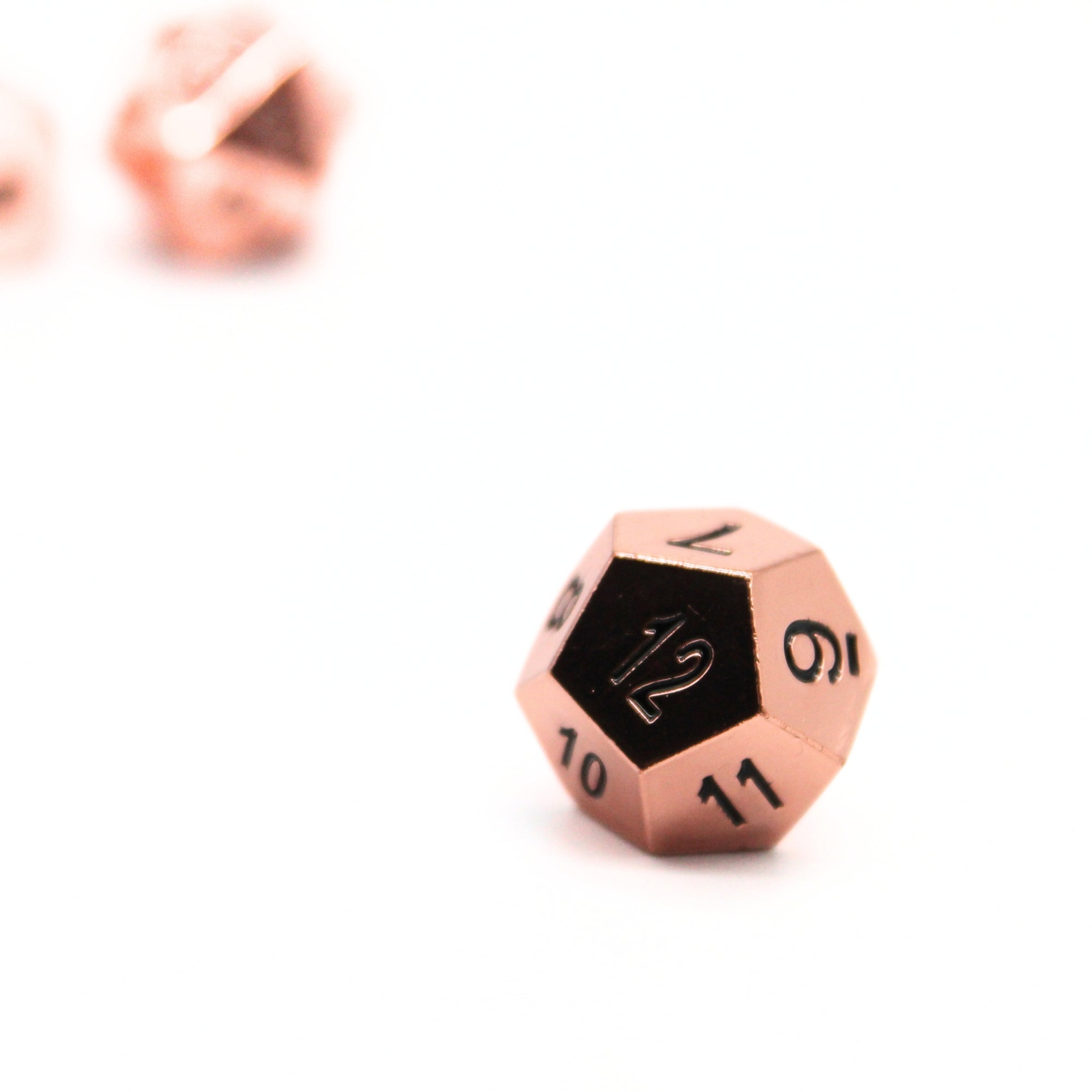 Rose Gold Plated Metal Dice (7pcs Set)