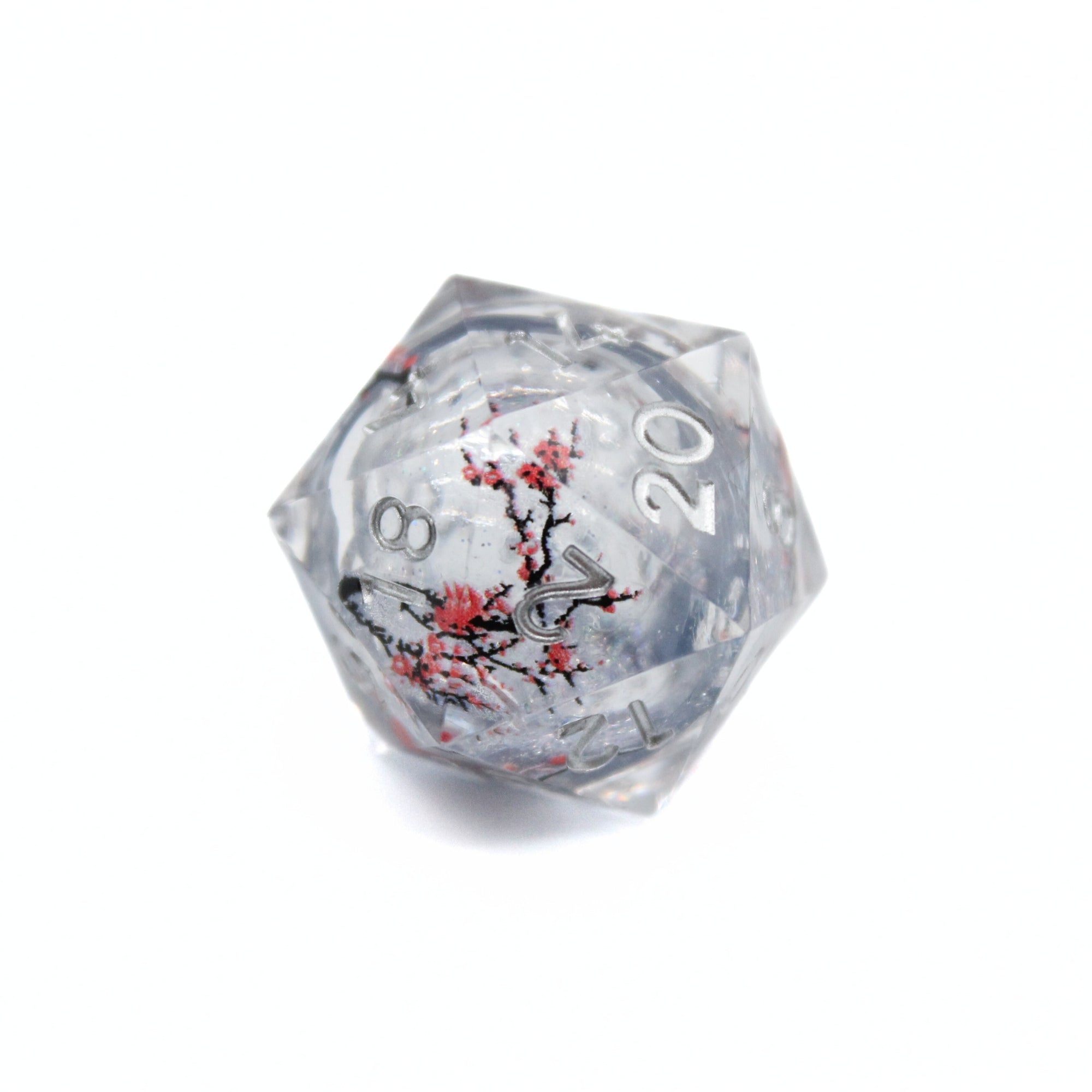 Sakura Blossom Silver Liquid Core Dice | Sharp Edge Dice