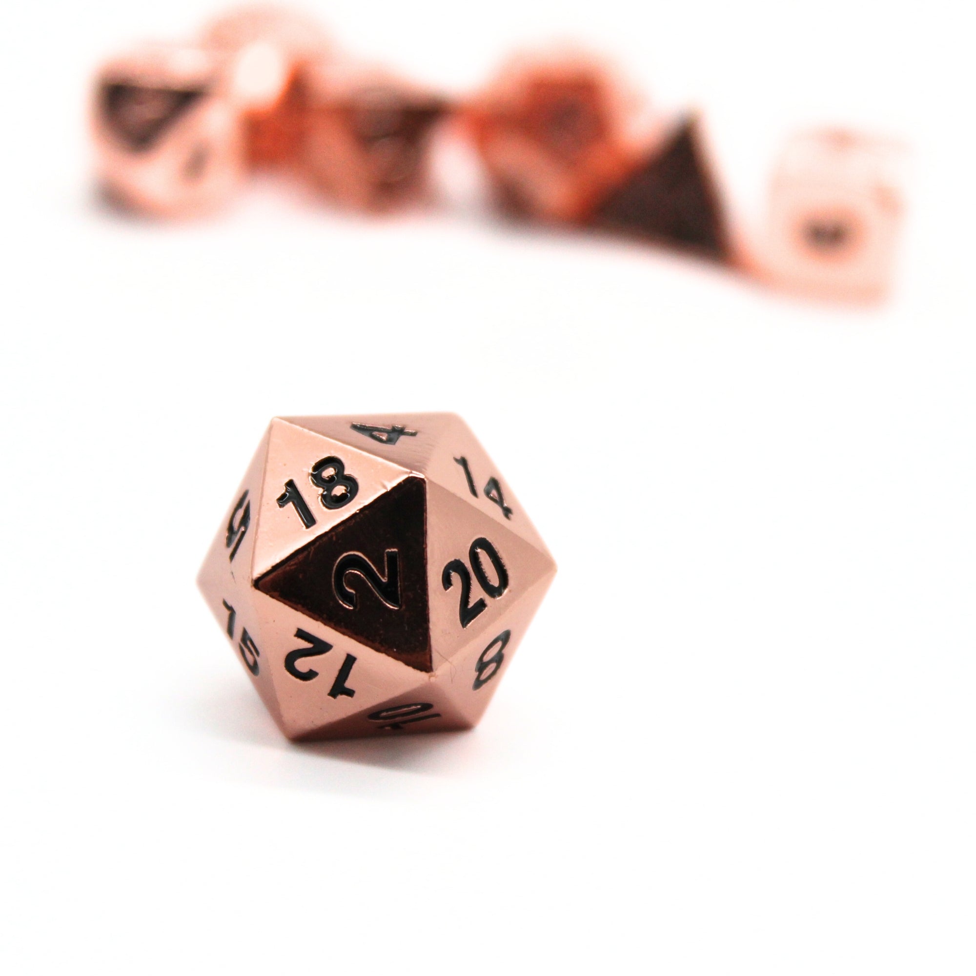 Rose Gold Plated Metal Dice (7pcs Set)