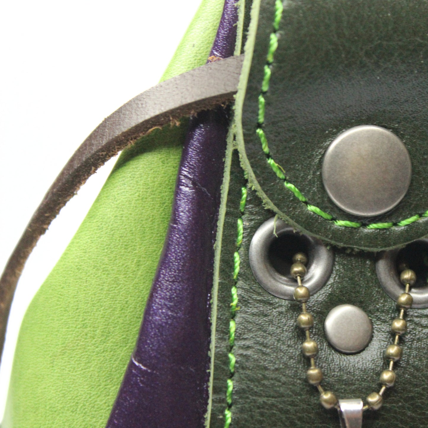 Medium Leather Dice Bag | Green Moon Stone