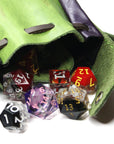 Medium Leather Dice Bag | Green Moon Stone