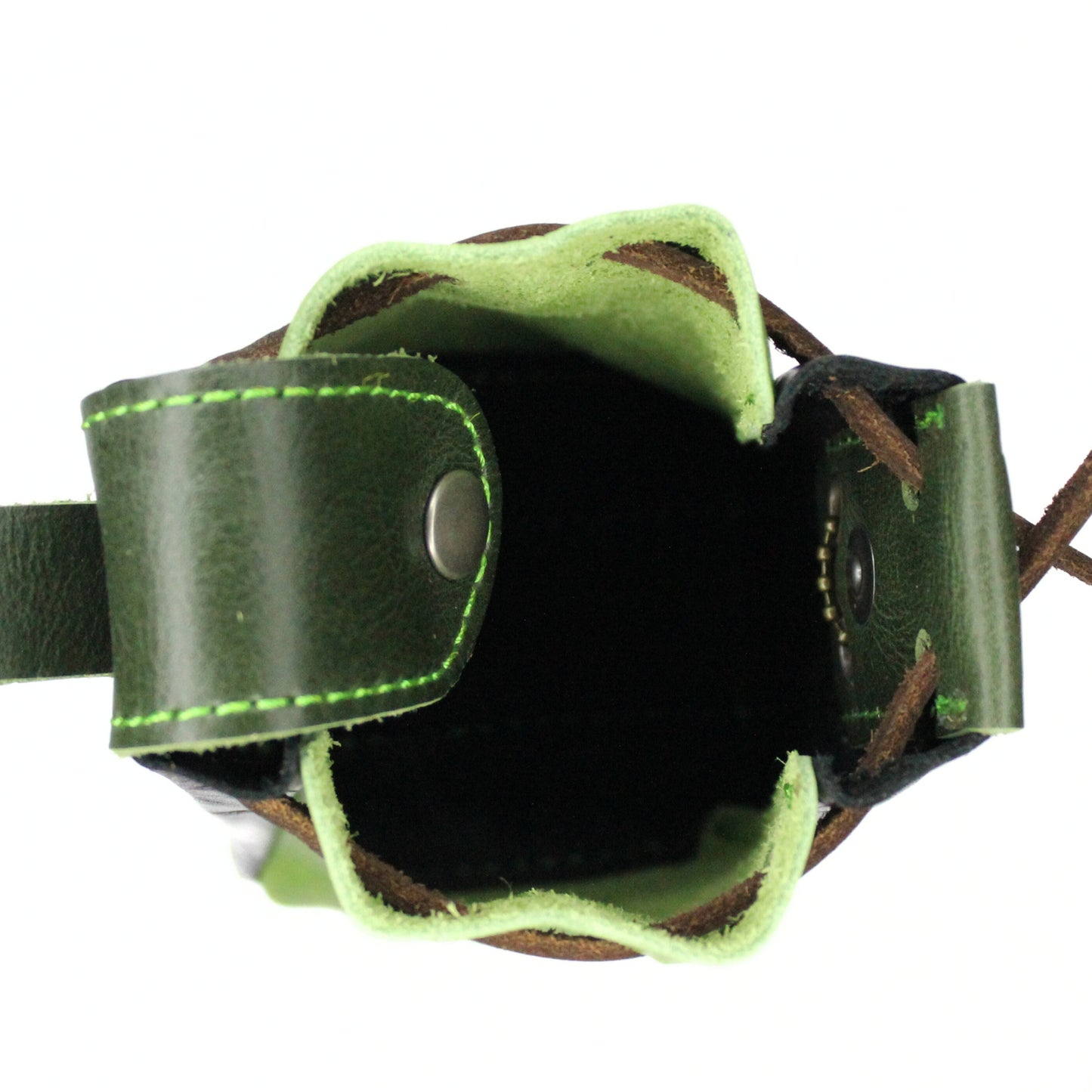 Medium Leather Dice Bag | Green Moon Stone