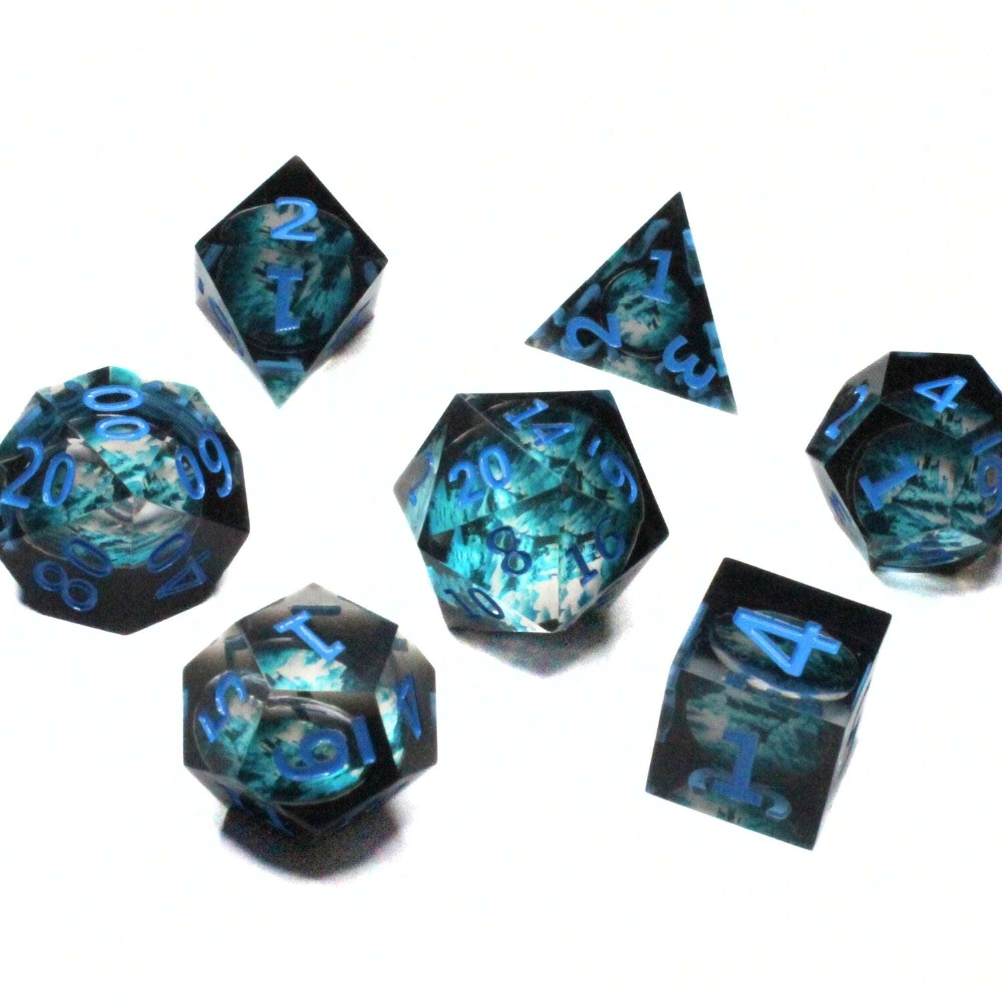 Glacial Fortress 7pc Resin Dice Set | Little Worlds Collection