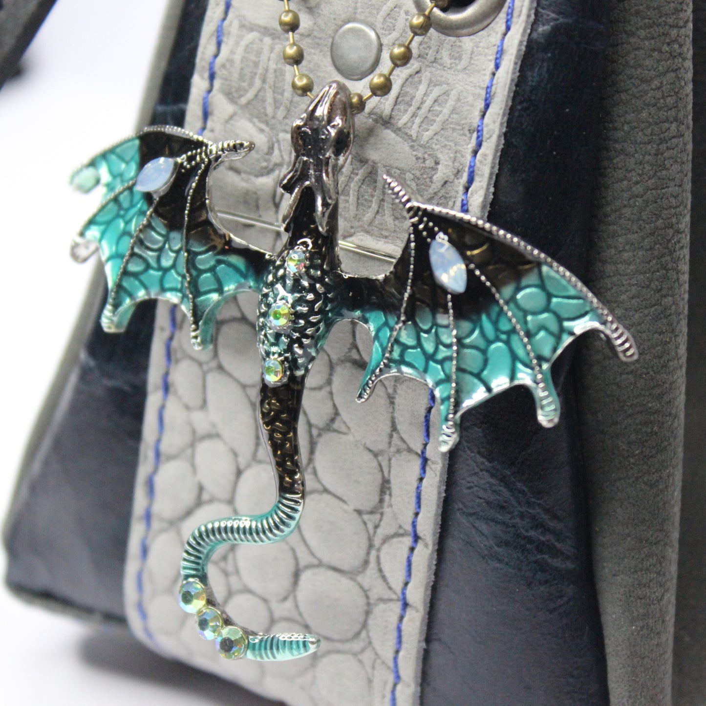 Medium Leather Dice Bag | Grey Dragon