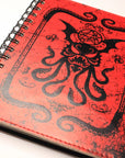 Red Cthulhu Leather Spiral Notebook