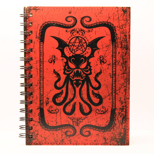 Red Cthulhu Leather Spiral Notebook