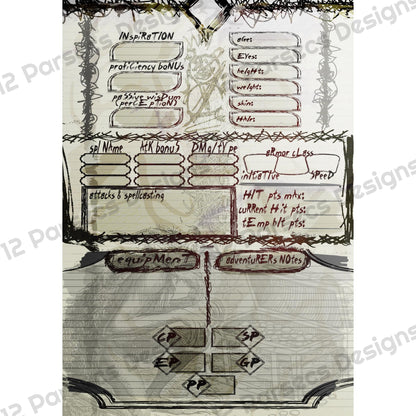 Goblin Journal TTRPG Character Sheet (DIGITAL DOWNLOAD)
