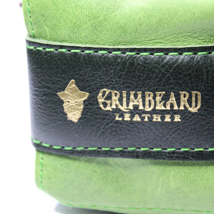 Medium Leather Dice Bag | Green Moon Stone