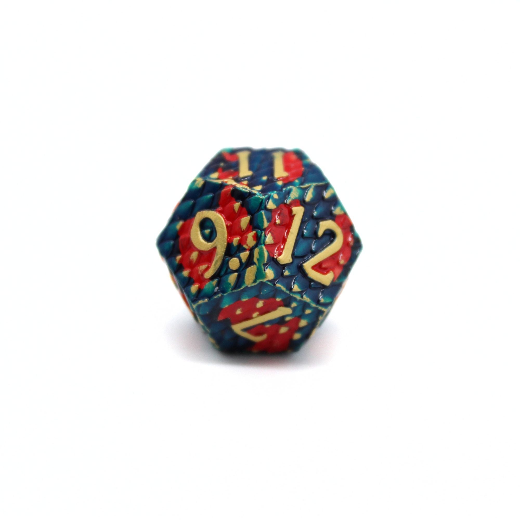 Red and Blue Dragon Scale Metal Dice (7pcs Set)