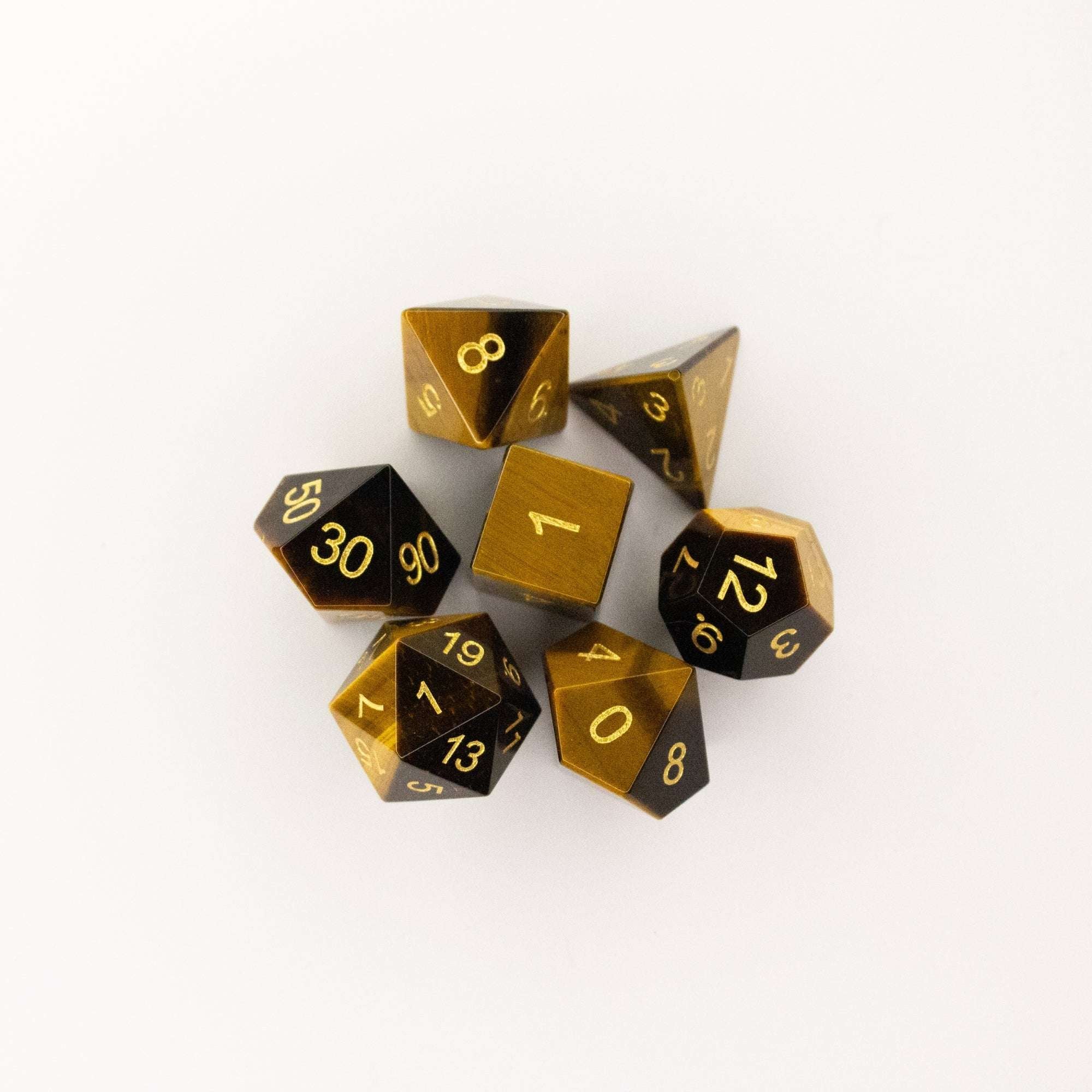 Tiger's Eye | Natural Gemstone Dice (7pc Set)