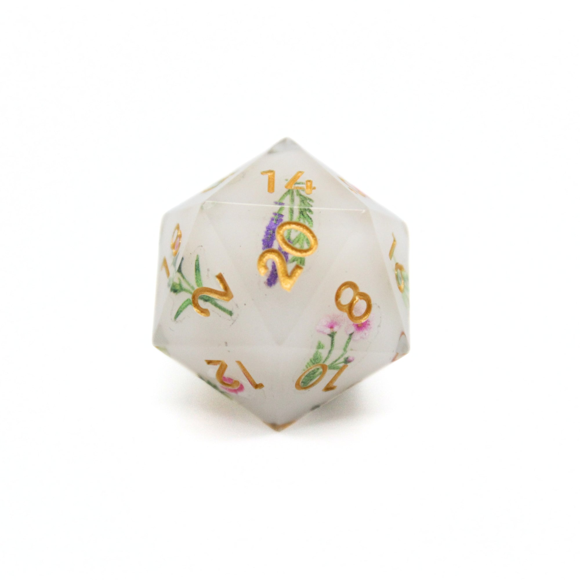 Wild Flowers White Dice Set (7pcs) | Sharp Edge Dice