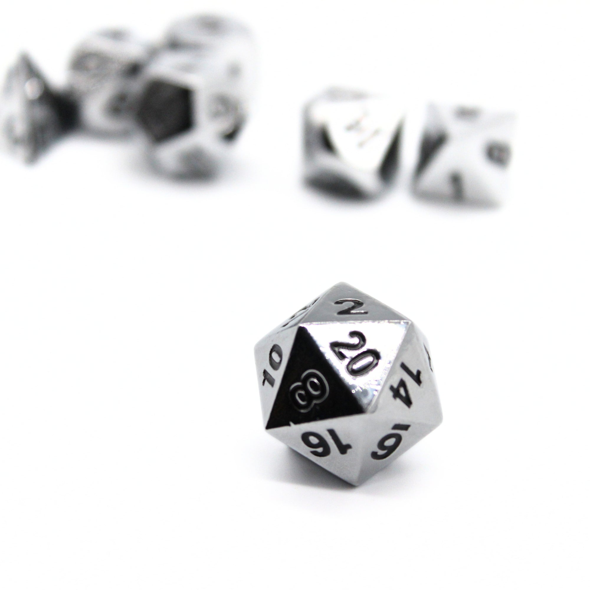 Silver Plated Metal Dice (7pcs Set)