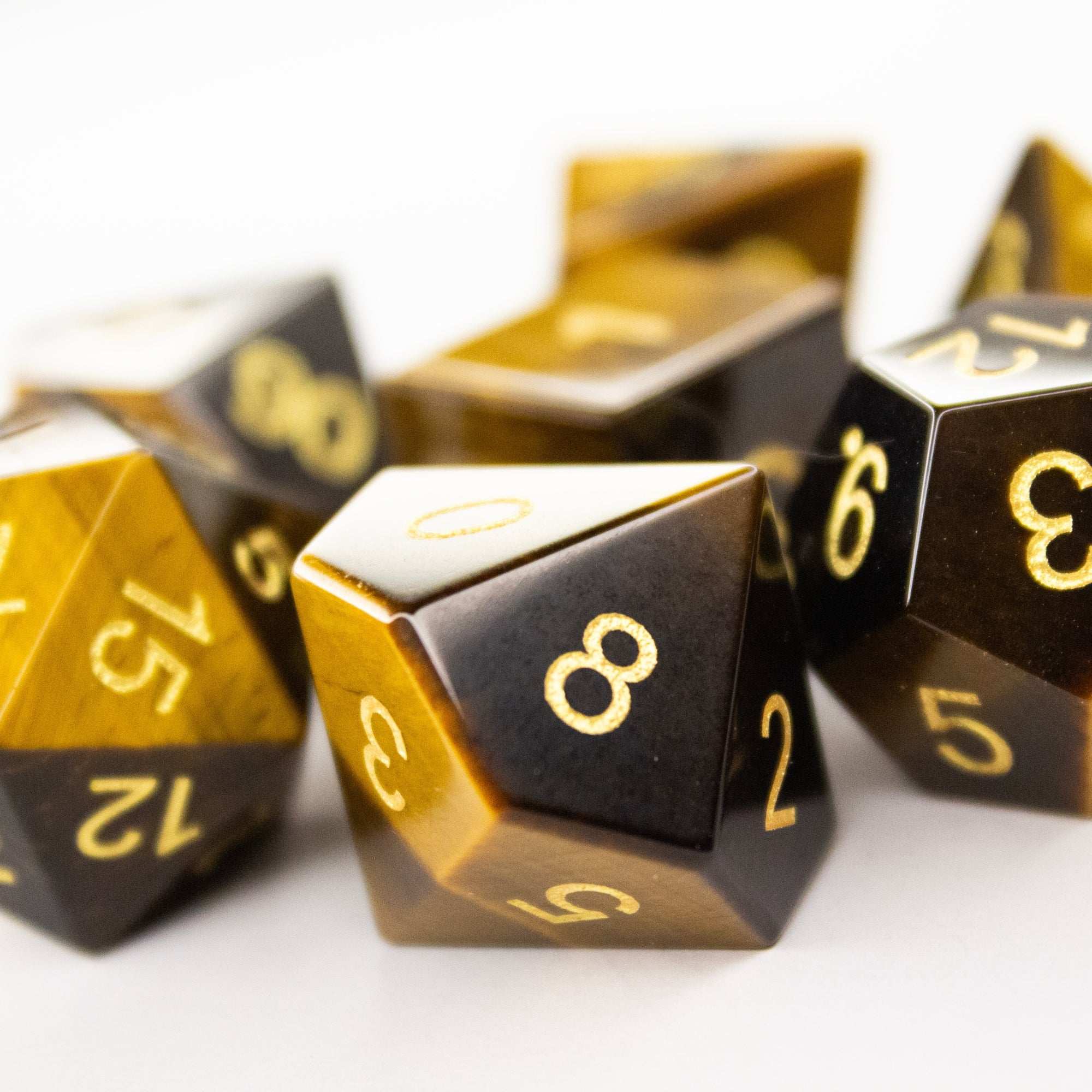 Tiger's Eye | Natural Gemstone Dice (7pc Set)