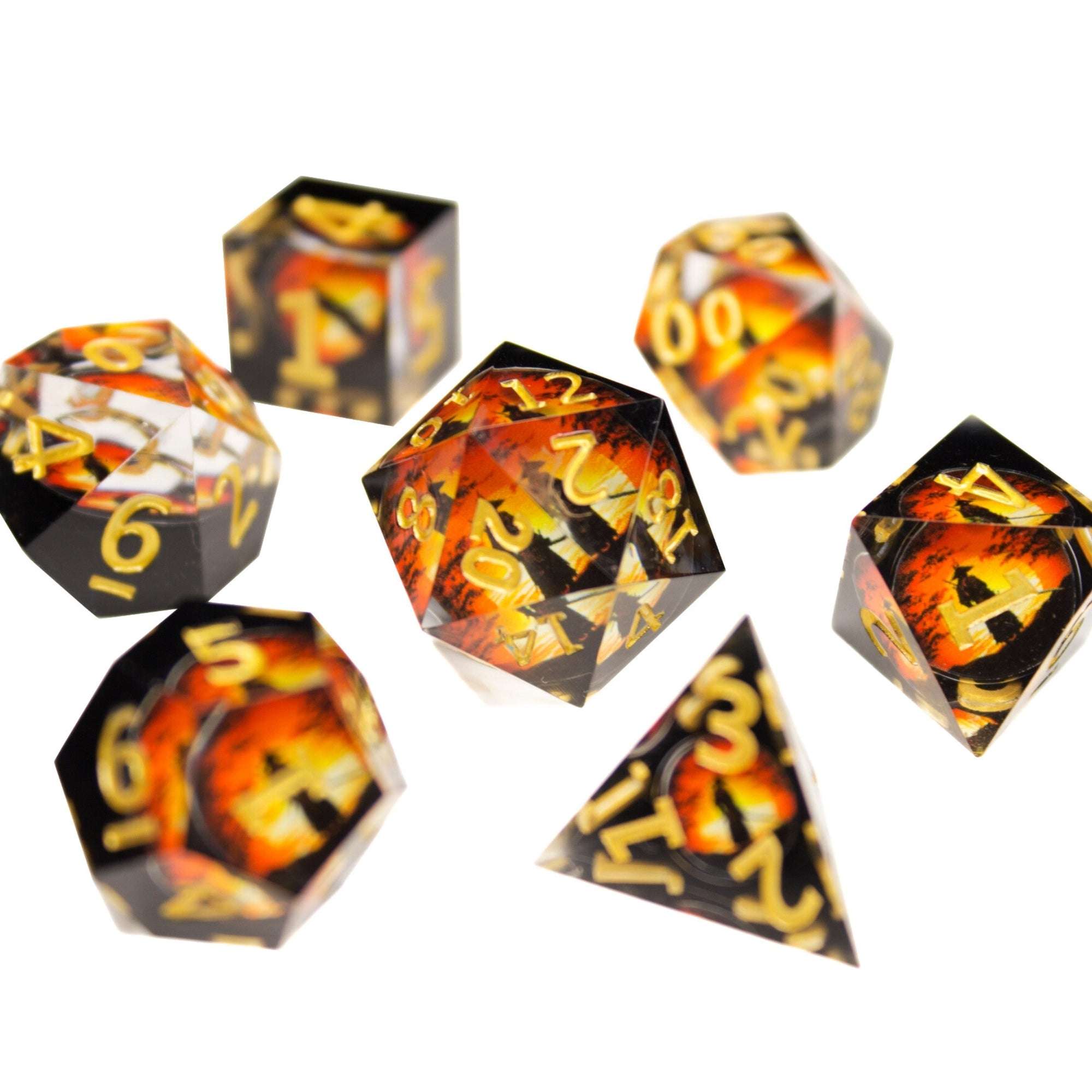 Ronin Sunrise 7pc Resin Dice Set | Little Worlds Collection