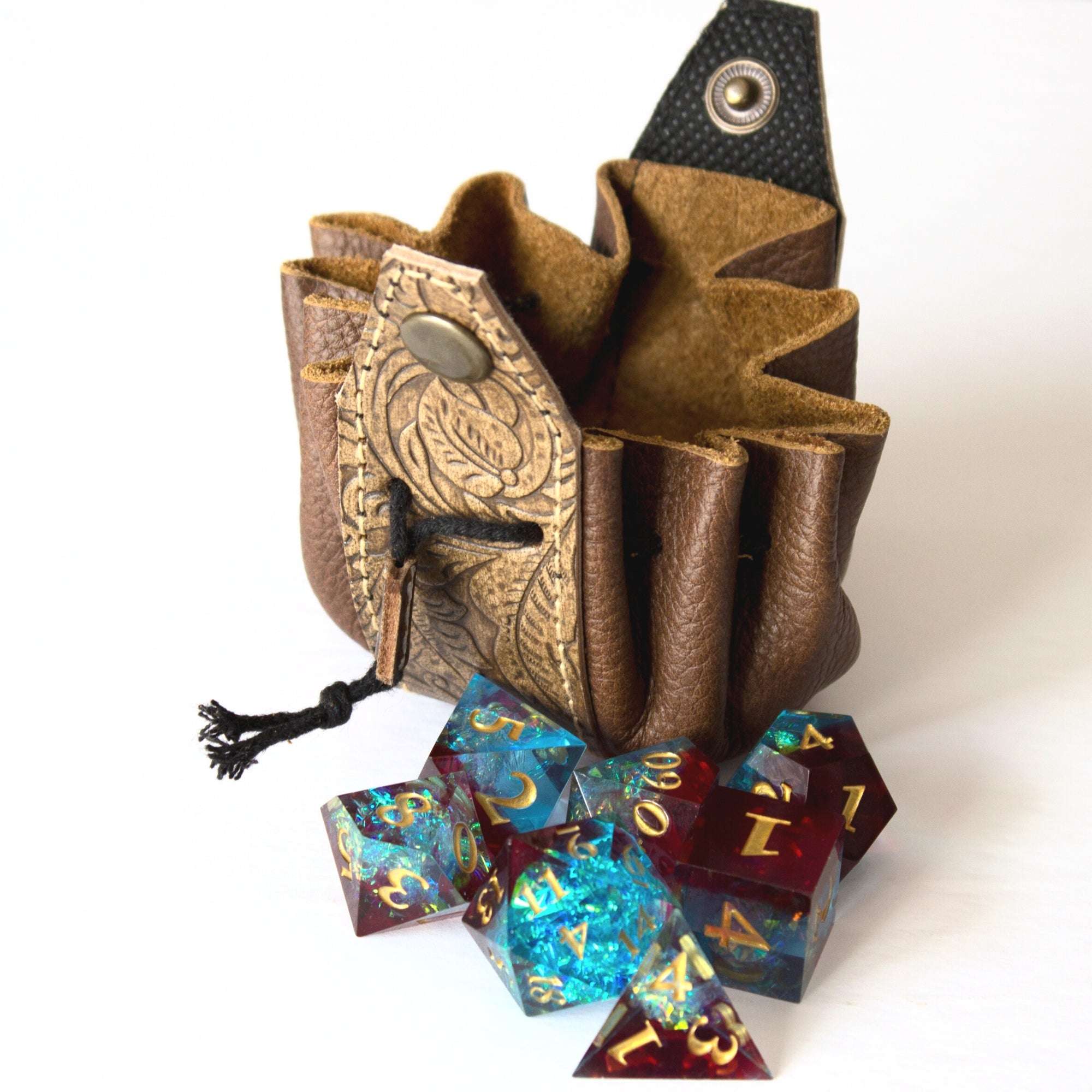 Small Single Polyhedral Dice Set Pouch | Handmade Leather Bag