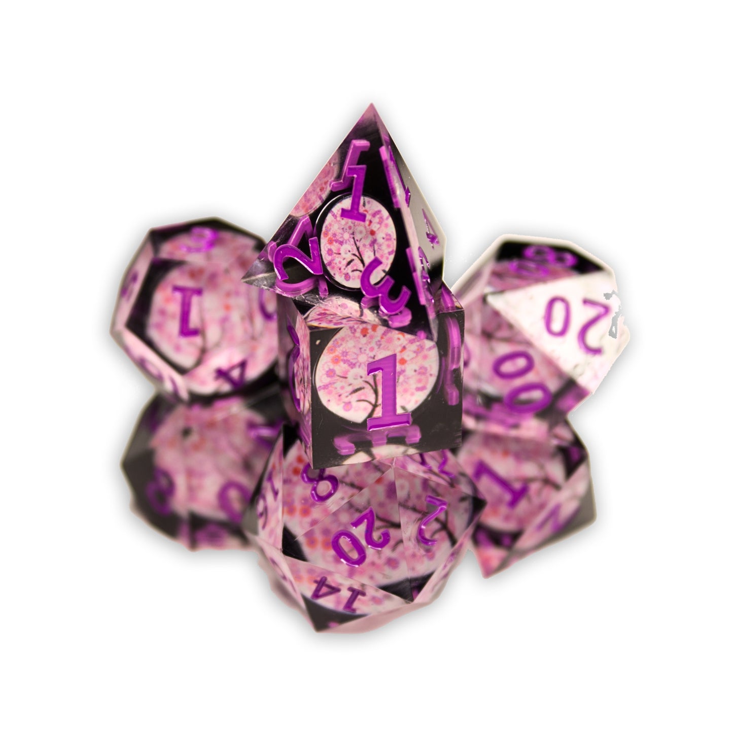 Little Worlds 7pc Resin Dice Set | Cherry Blossoms