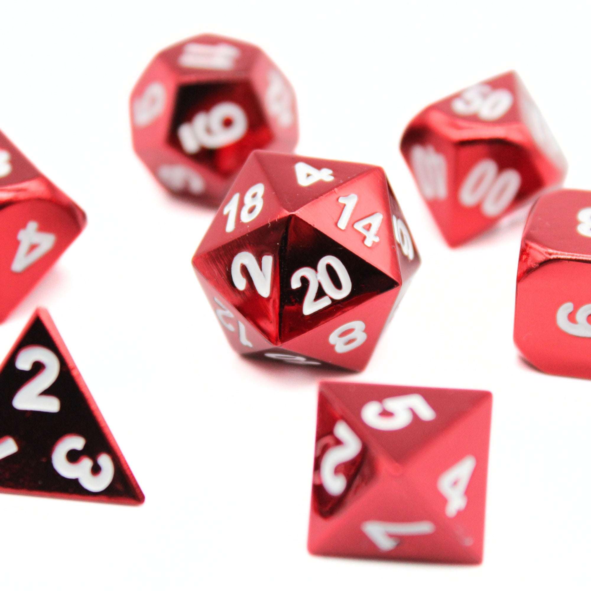 Red Plated Metal Dice (7pcs Set)