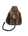 Small Single Polyhedral Dice Set Pouch | Handmade Leather Bag BROWN DARK BROWN