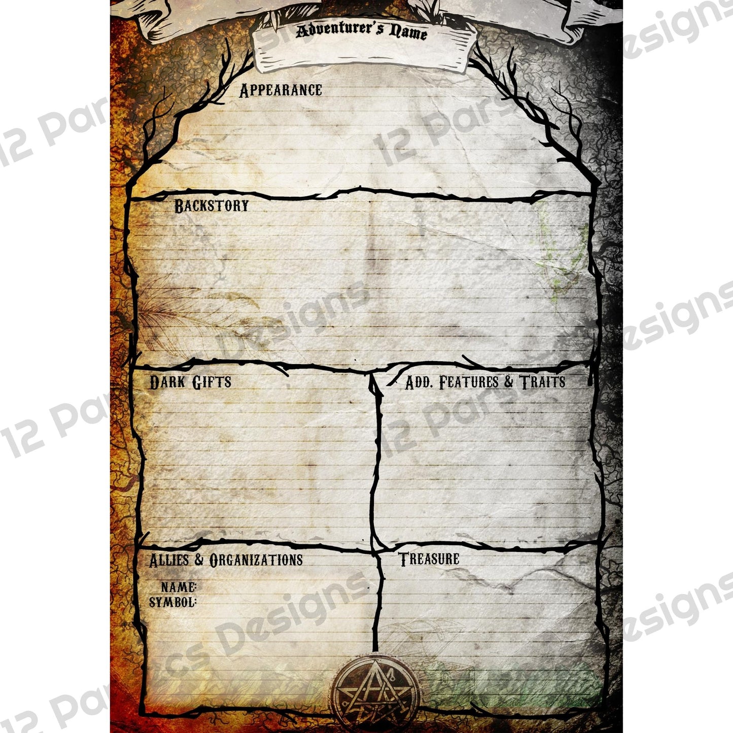 Dark Forest TTRPG Character Sheet (DIGITAL DOWNLOAD)