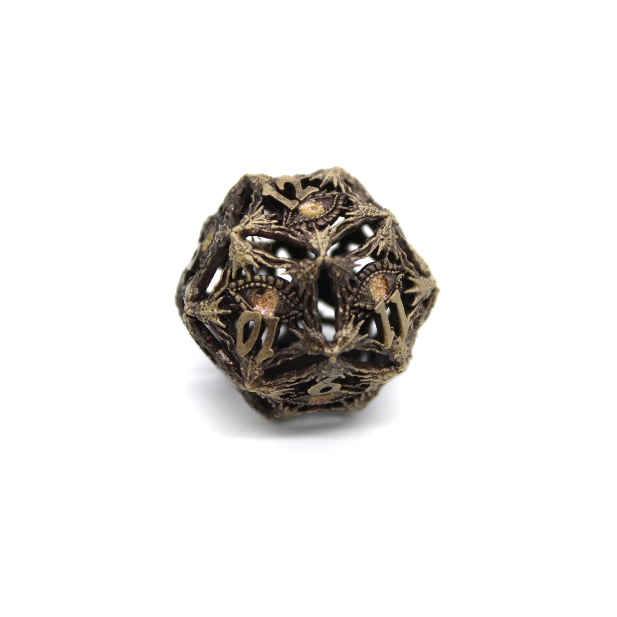 Pink Dragon Eye Hollow Metal Dice (7pcs Set)