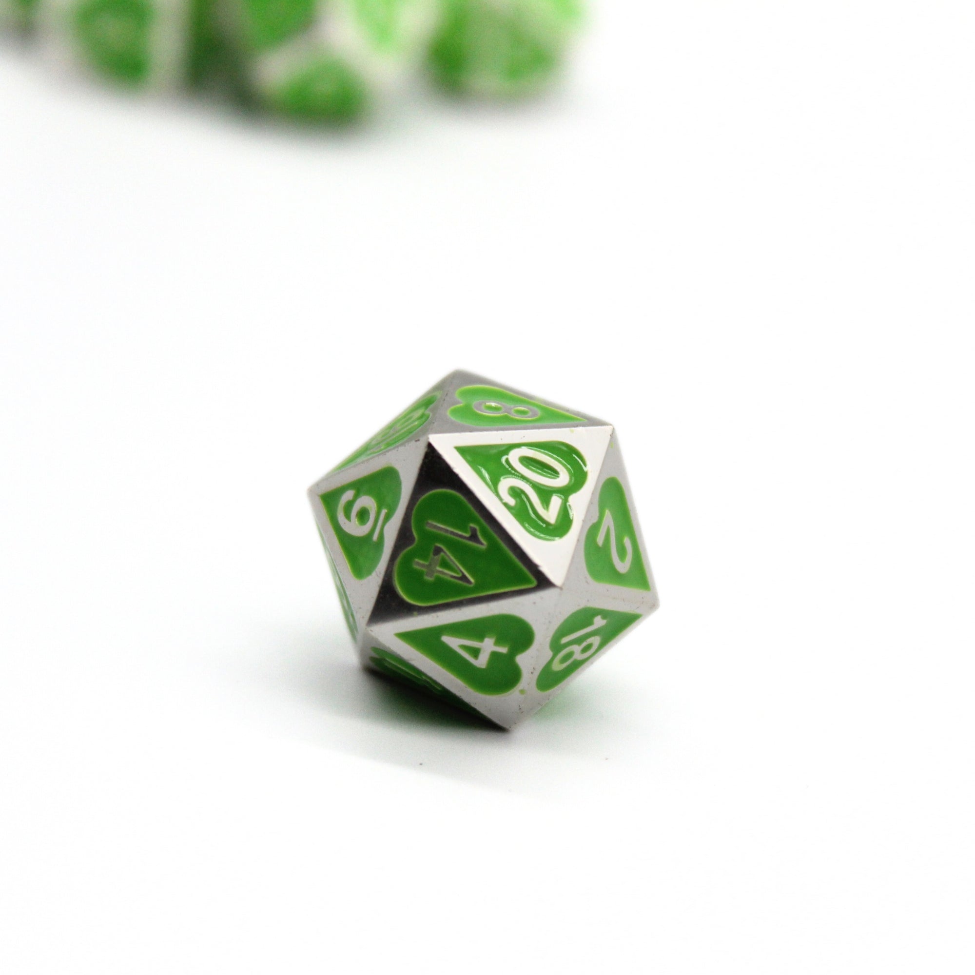 Green Heart Metal Dice (7pcs Set)