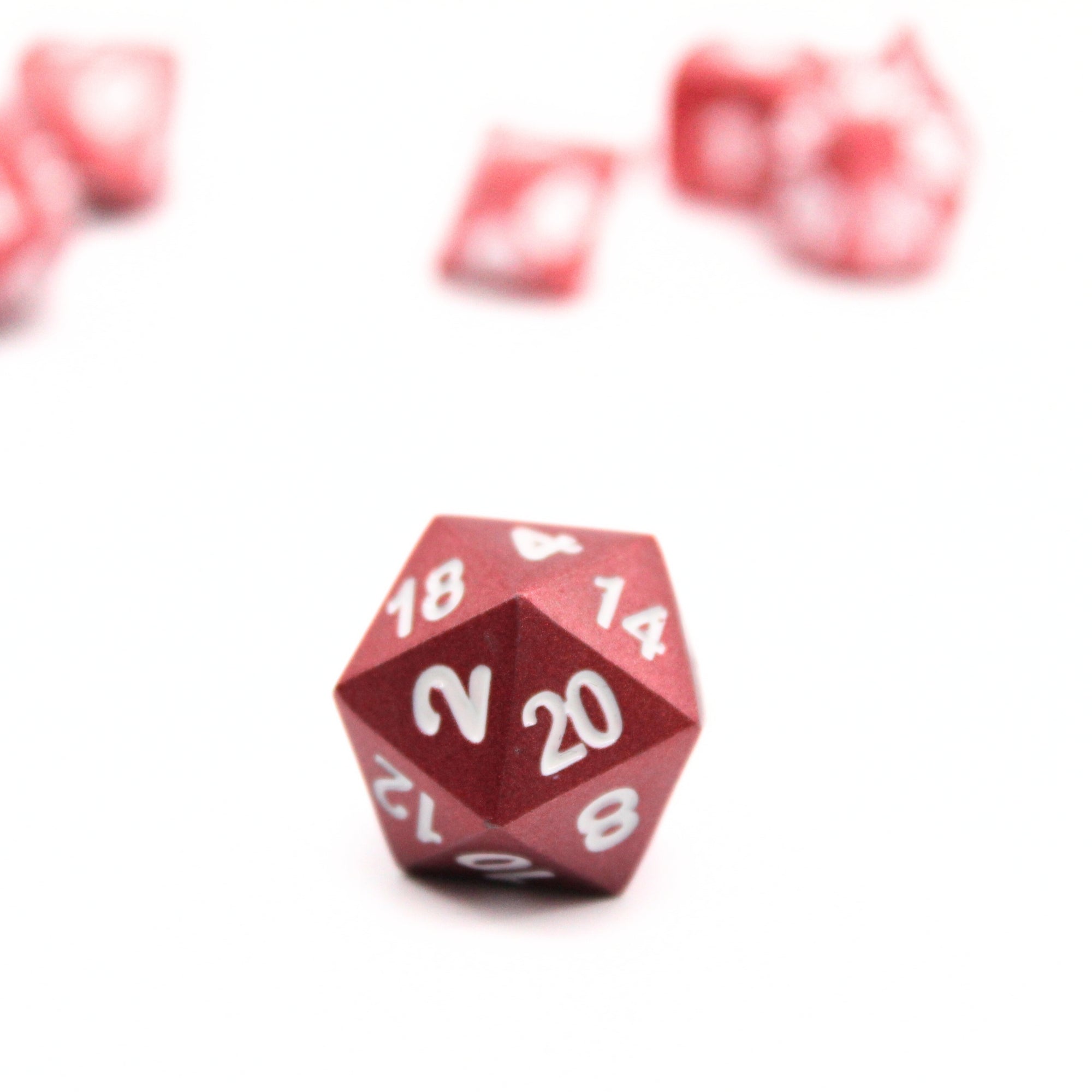 Matte Red Metal Dice (7pcs Set)