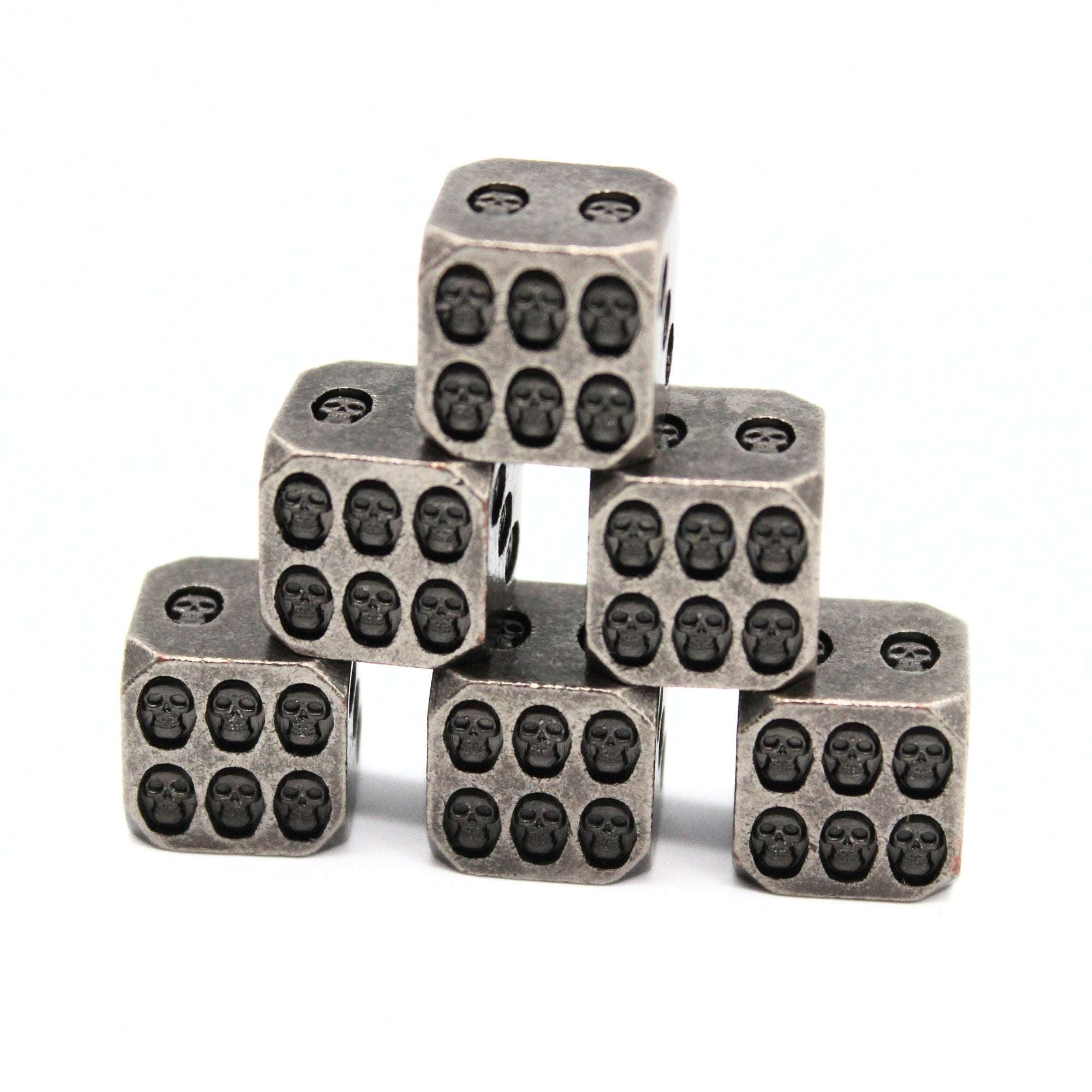 Stone Skulls Metal Dice (6D6 Set)