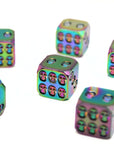 Iridescent Skulls Metal Dice (6D6 Set)