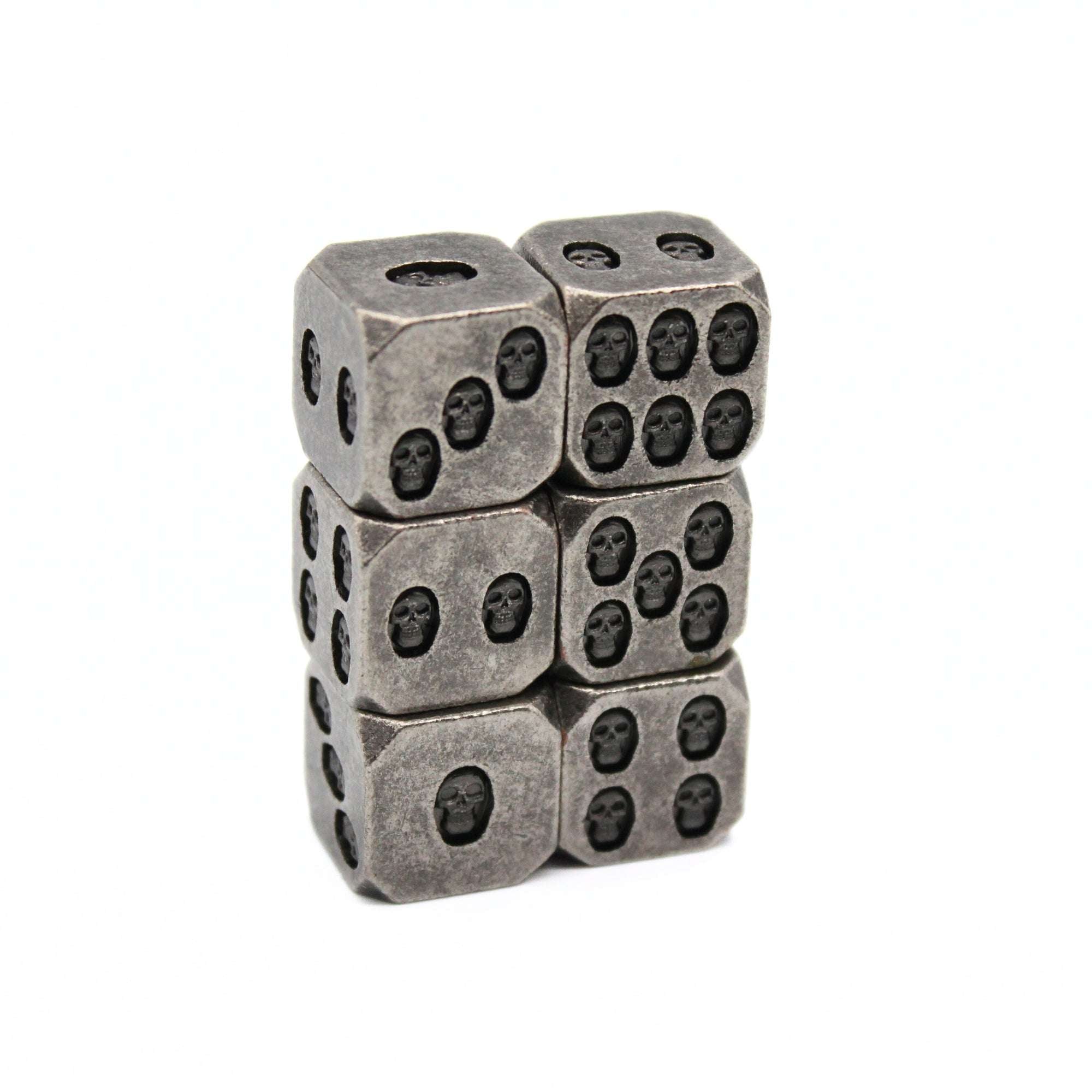 Stone Skulls Metal Dice (6D6 Set)