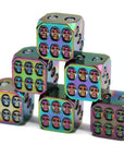 Iridescent Skulls Metal Dice (6D6 Set)