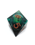 Black and Green Dragon Eye Liquid Core 7pcs Dice Set | Sharp Edge Dice