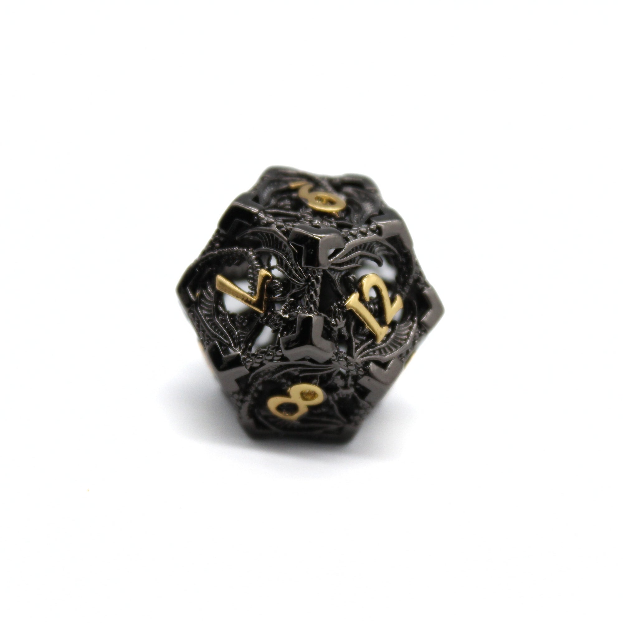 Onyx Dragon Hollow Metal Dice (7pcs Set)