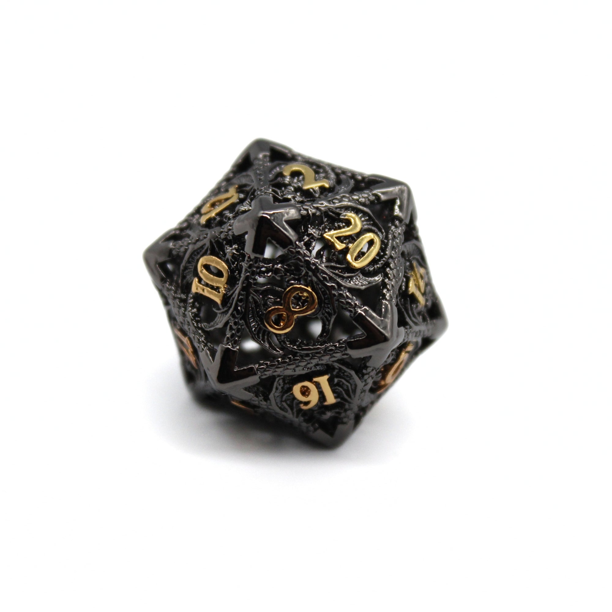 Onyx Dragon Hollow Metal Dice (7pcs Set)