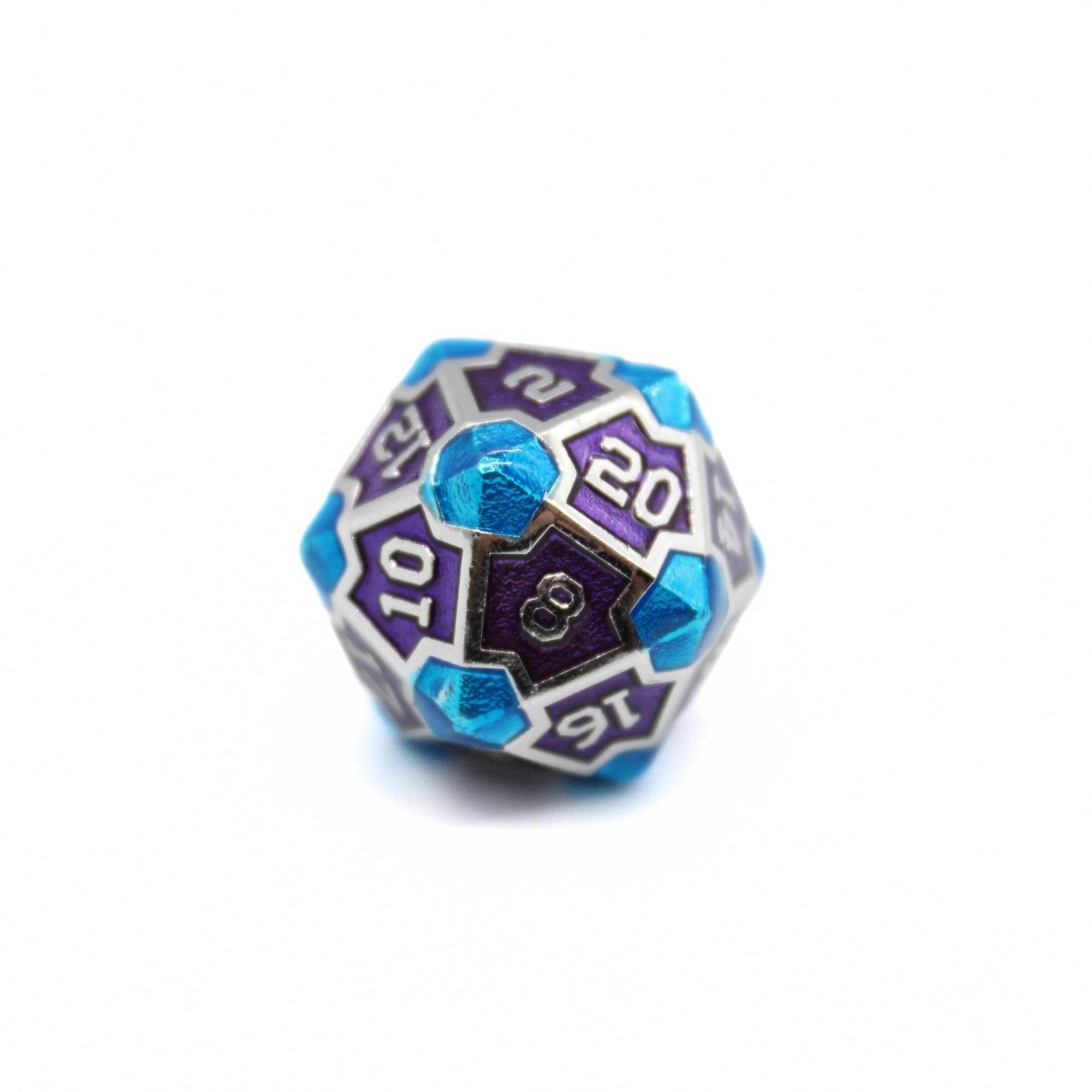 Purple and Blue Cross Metal Dice (7pcs Set)